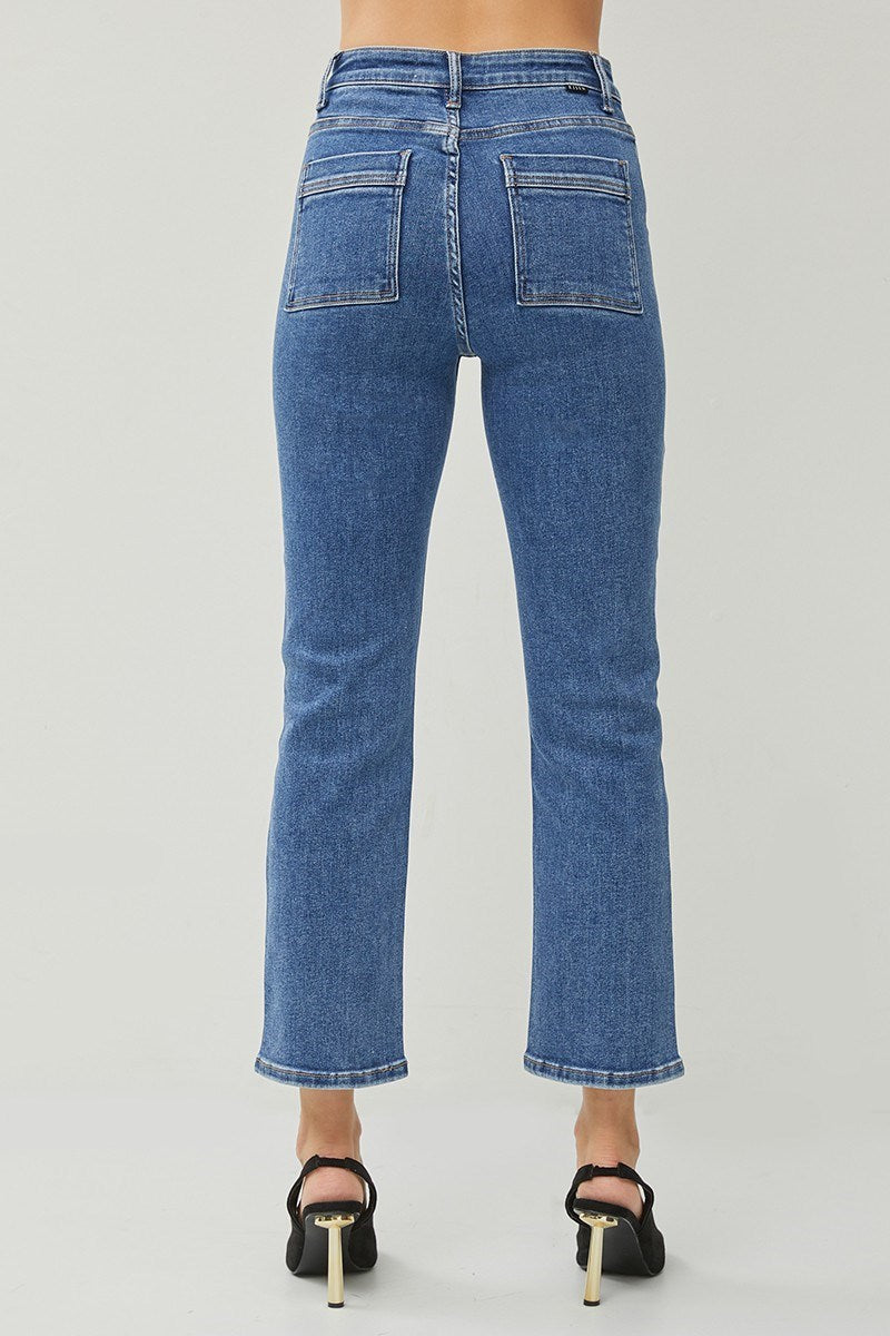 Risen High Rise Straight Leg Ankle Jeans