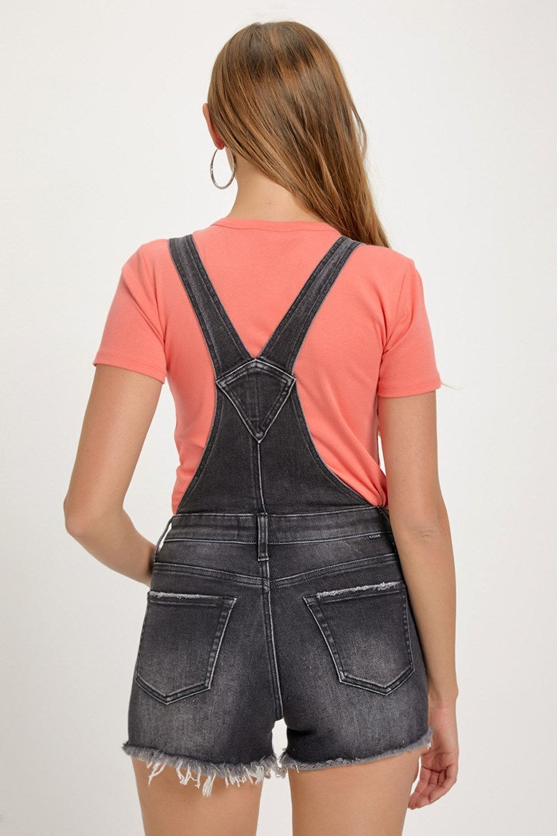 Risen Front Distressed Overall Shorts Black