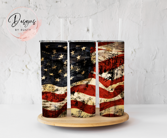 Distressed Flag Tumbler