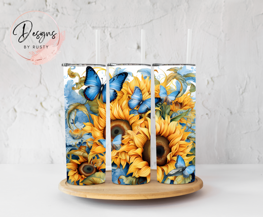 Sunflower And Butterflies Tumbler 1