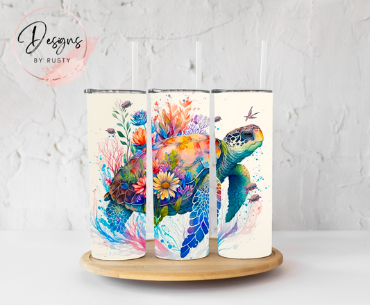 Watercolor Sea Turtle Tumbler