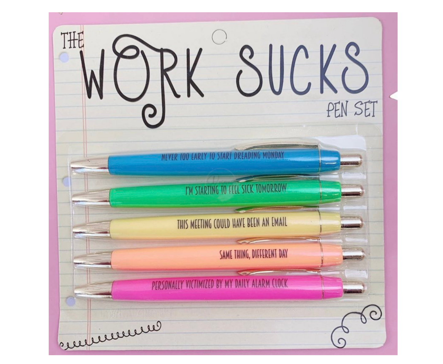 Work Sucks pen set
