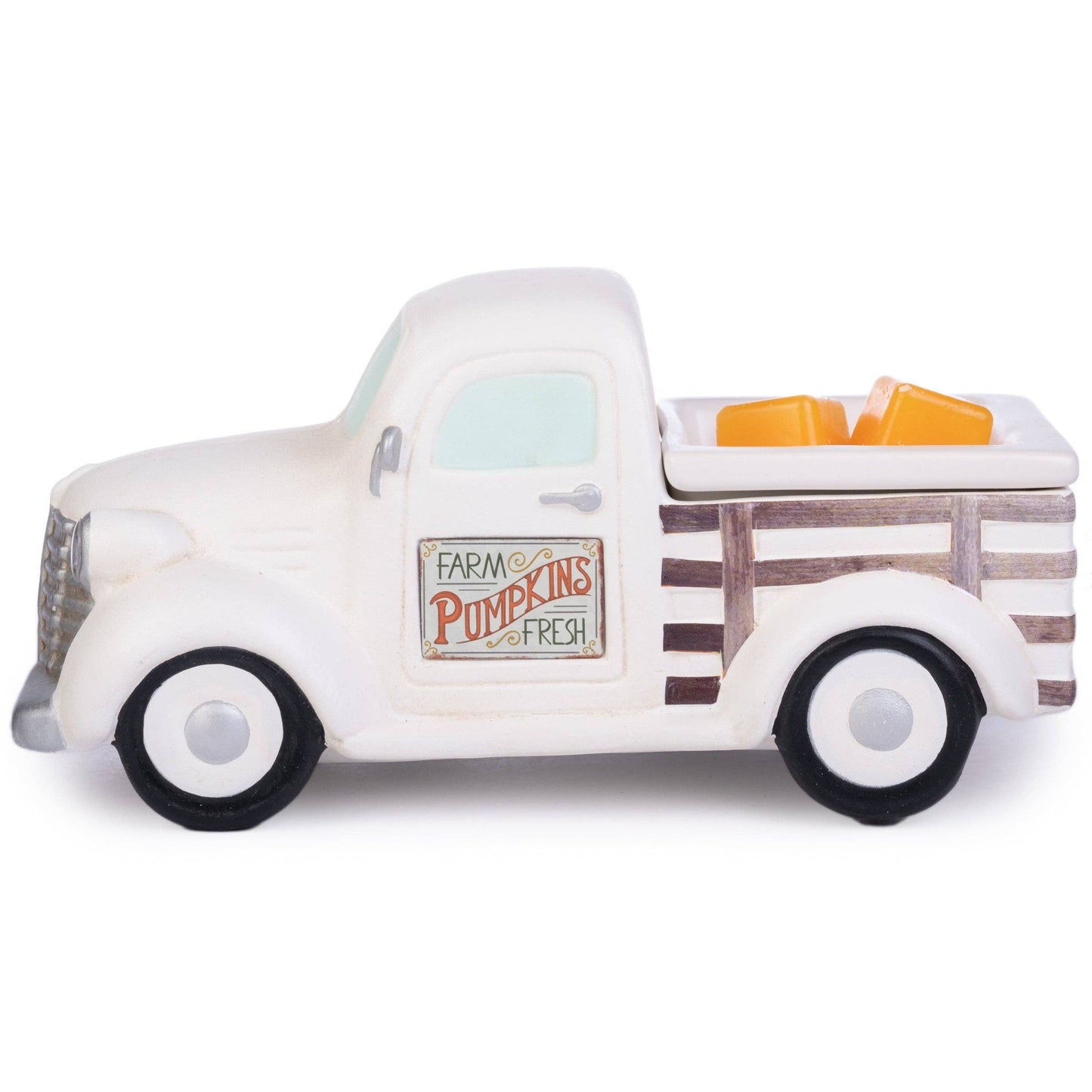White Truck Fragrance and Wax Warmer with Two Holiday Signs