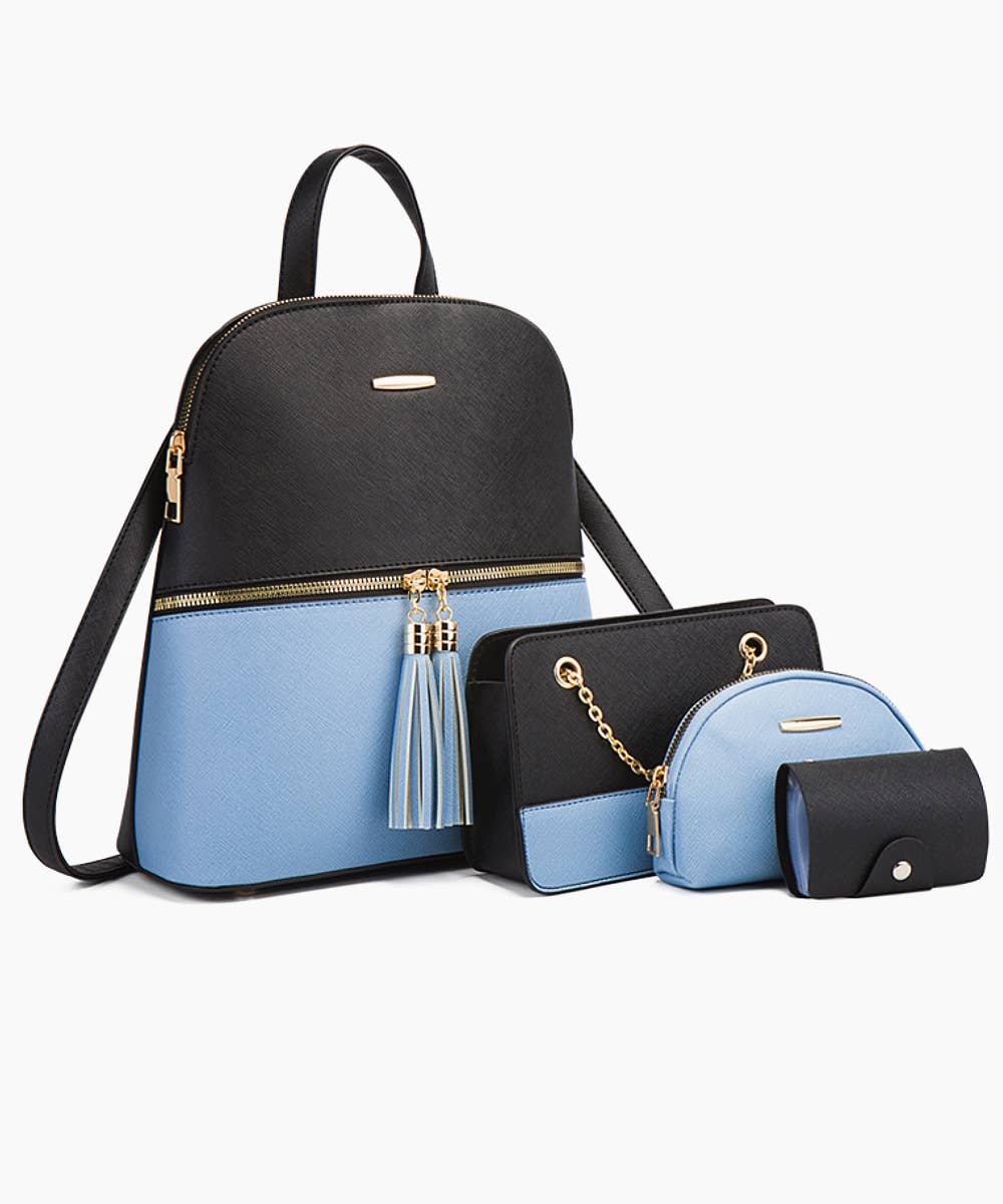 4-Piece Bag Set: Backpack, Crossbody Bag, Waist Bag &amp; Card Holder
