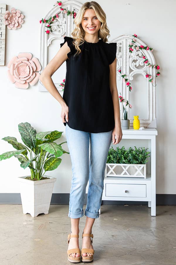 Ruffle Neck Women's Cotton Blouse