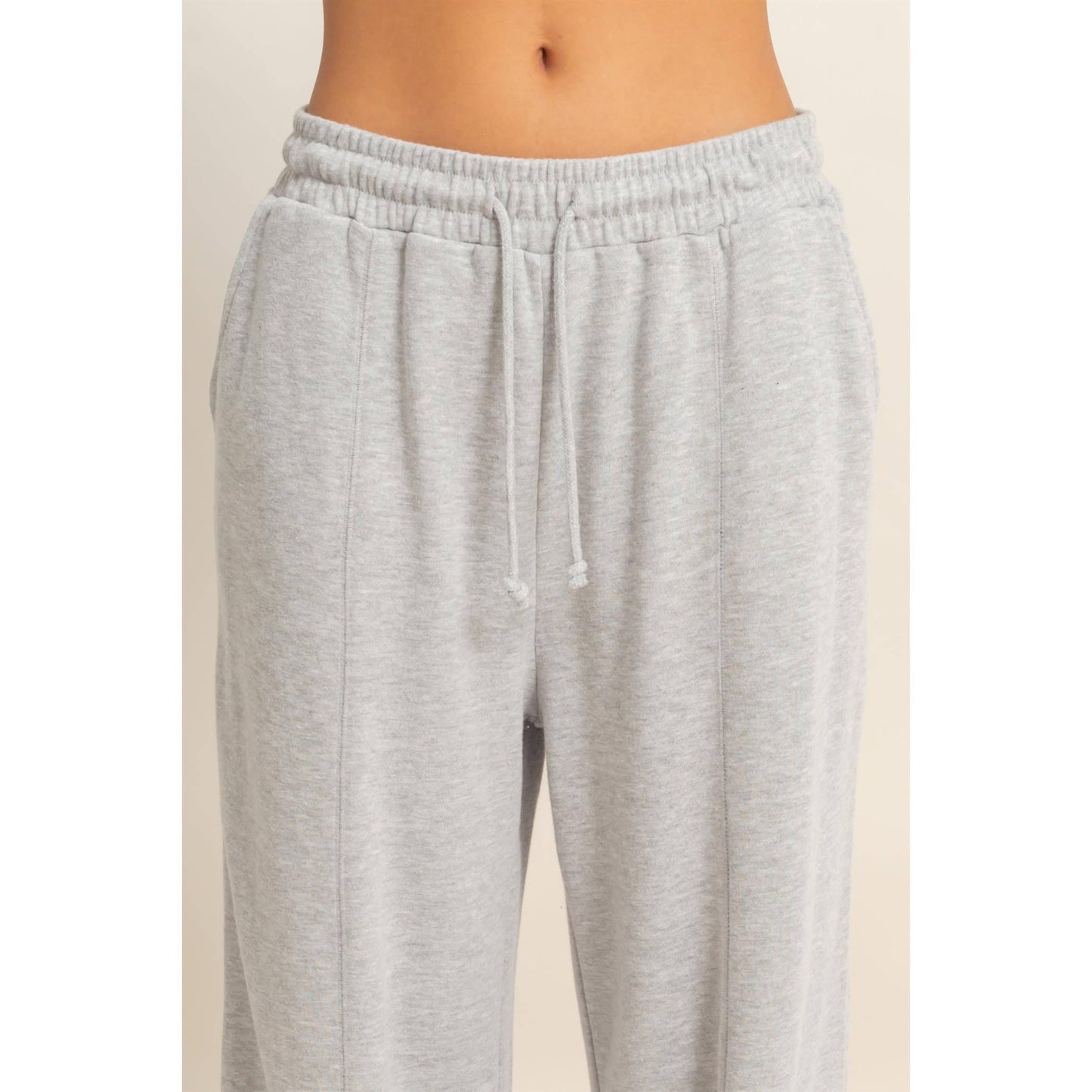 Acid Wash French Terry Wide-Leg Pants