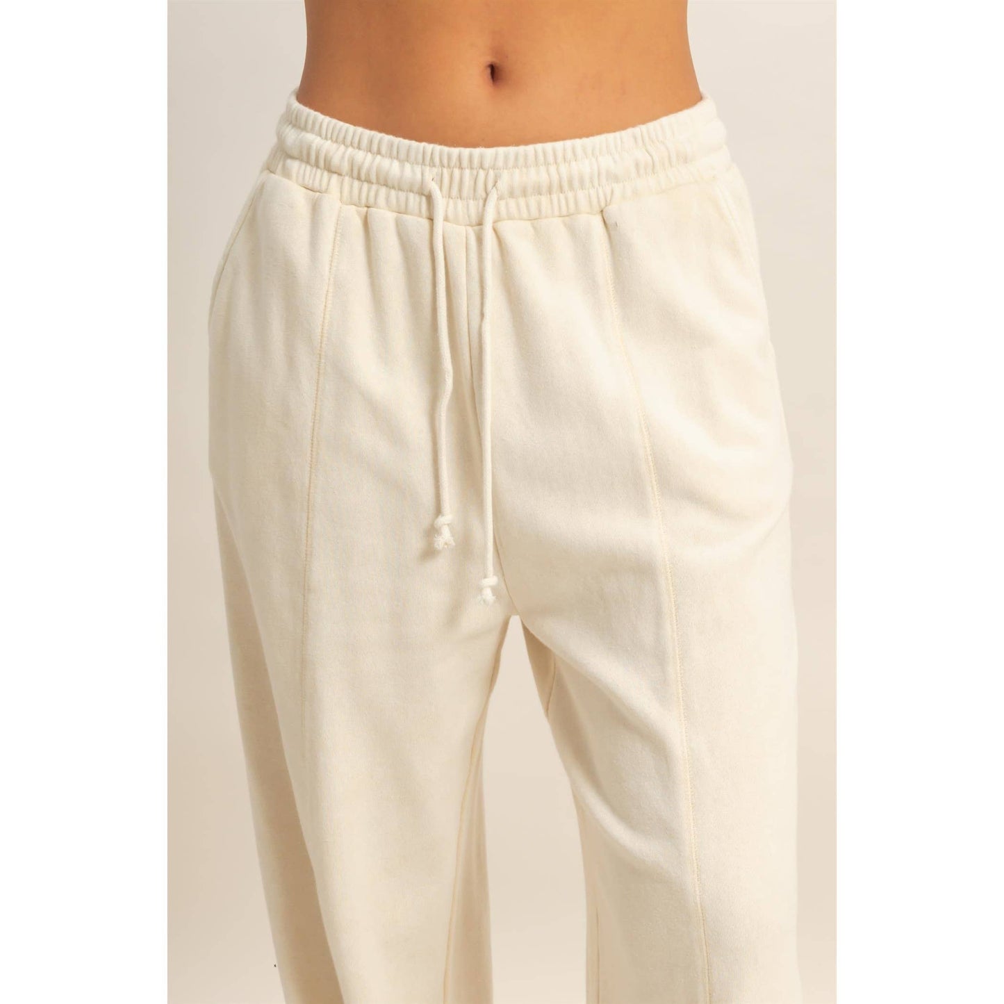Acid Wash French Terry Wide-Leg Pants