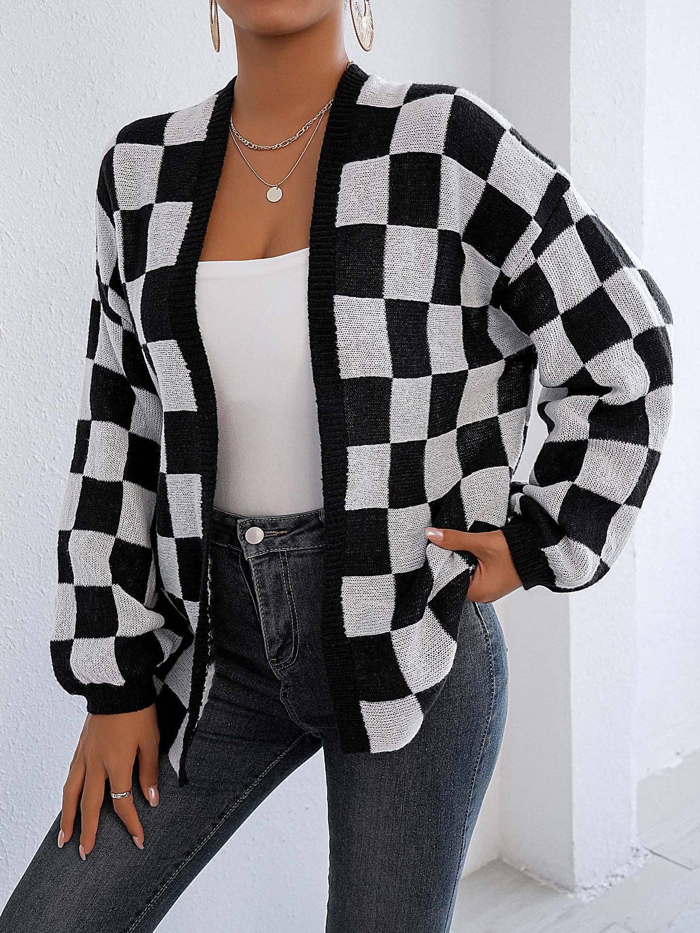 Plaid Colorblock Open Cardigan Sweater | Cozy Casual Layer