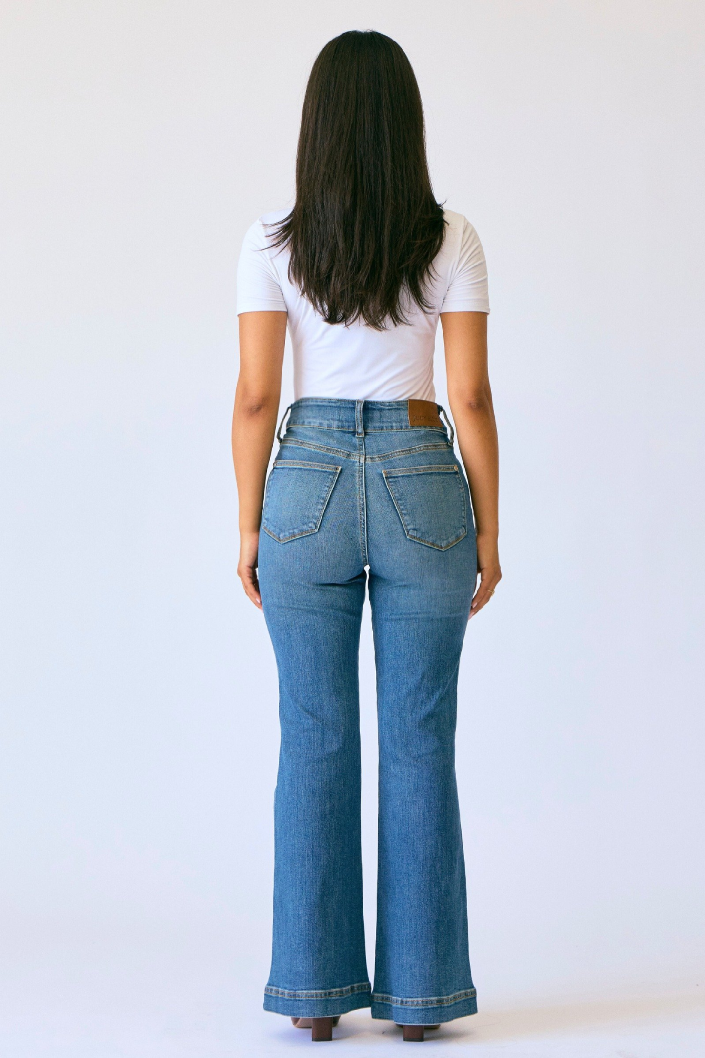 Judy Blue High Waist Petite Tummy Control Double Button Flar