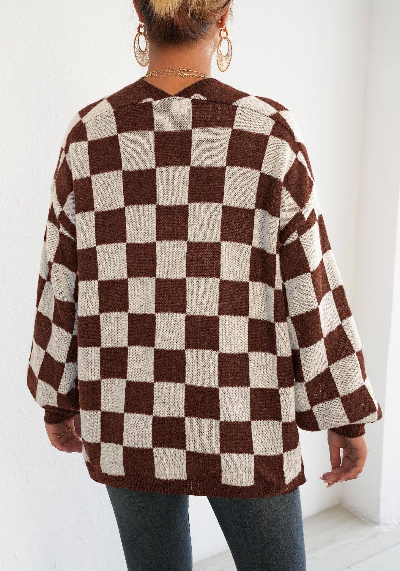 Plaid Colorblock Open Cardigan Sweater | Cozy Casual Layer