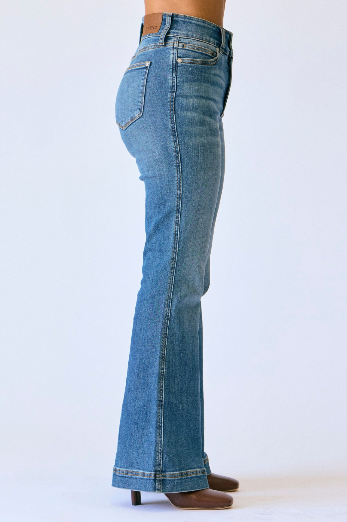 Judy Blue High Waist Petite Tummy Control Double Button Flar