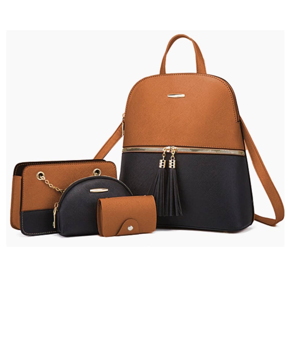 4-Piece Bag Set: Backpack, Crossbody Bag, Waist Bag &amp; Card Holder