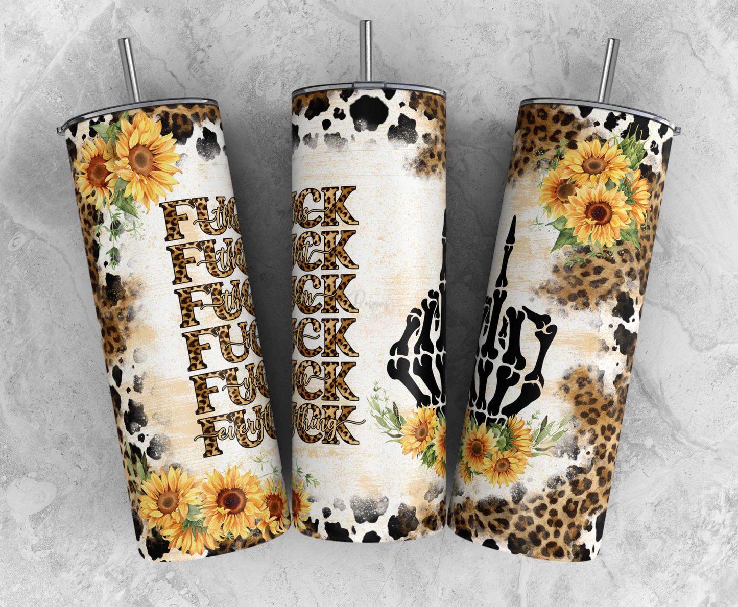 F*** Sunflower & Animal Print Tumbler