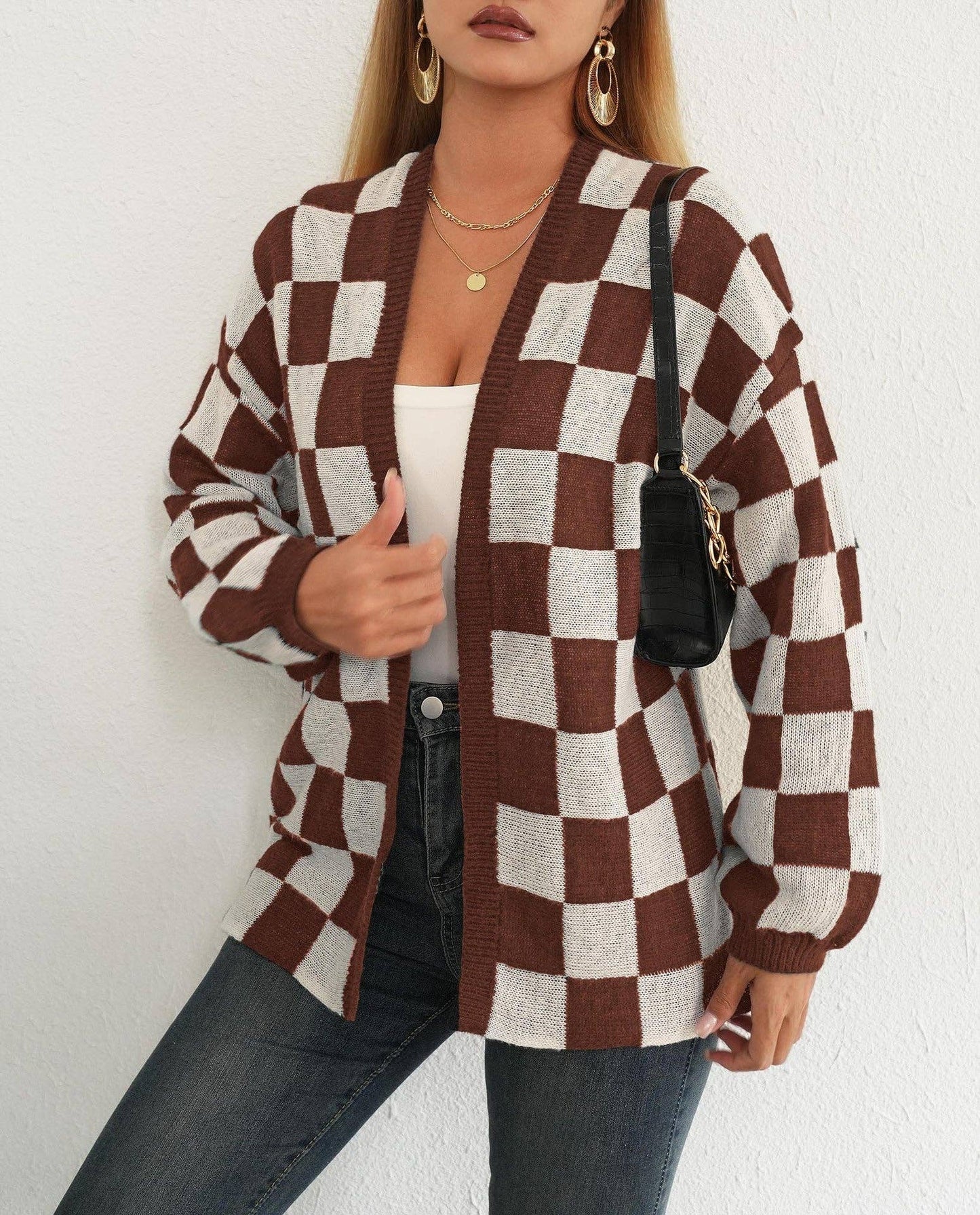 Plaid Colorblock Open Cardigan Sweater | Cozy Casual Layer