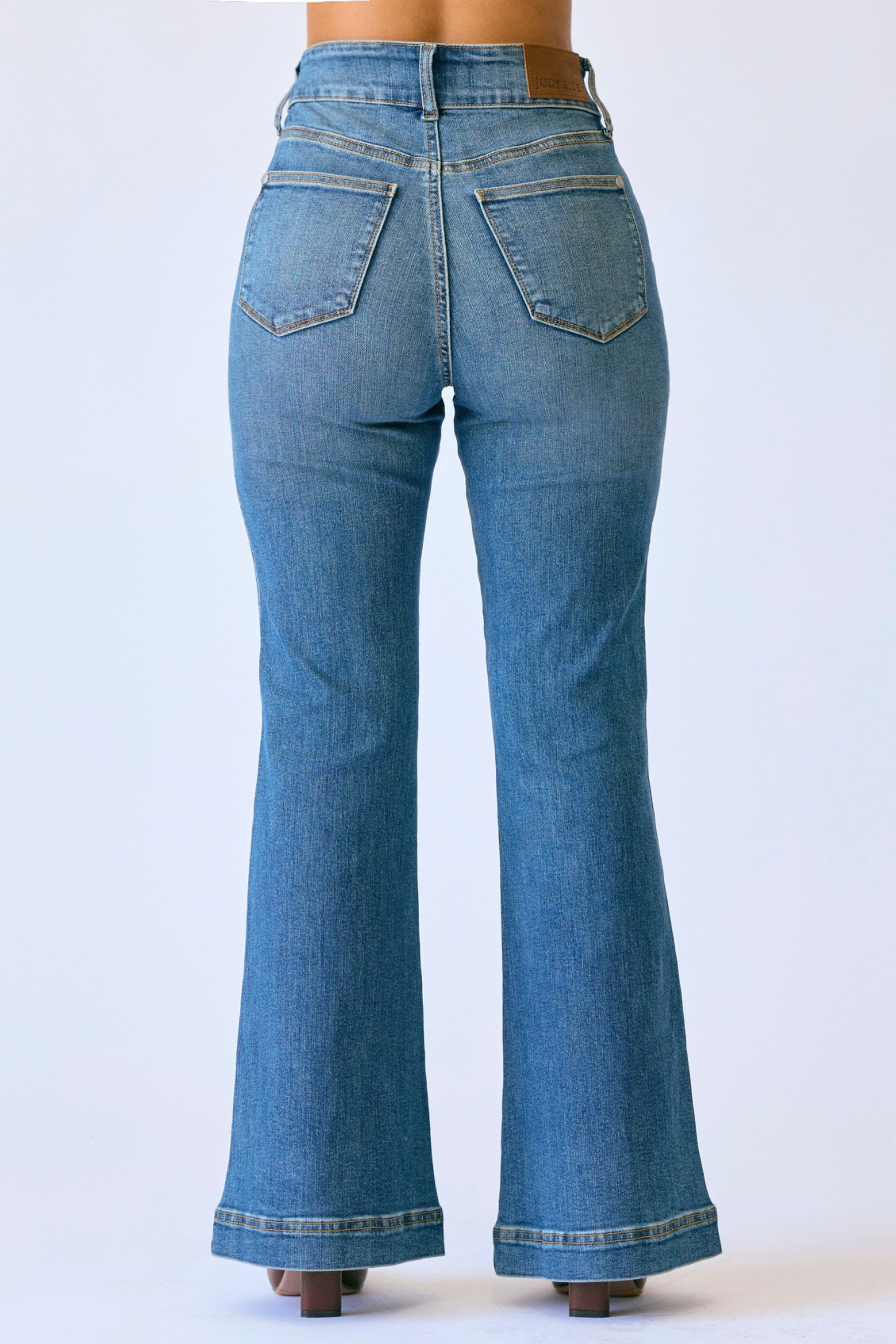 Judy Blue High Waist Petite Tummy Control Double Button Flar