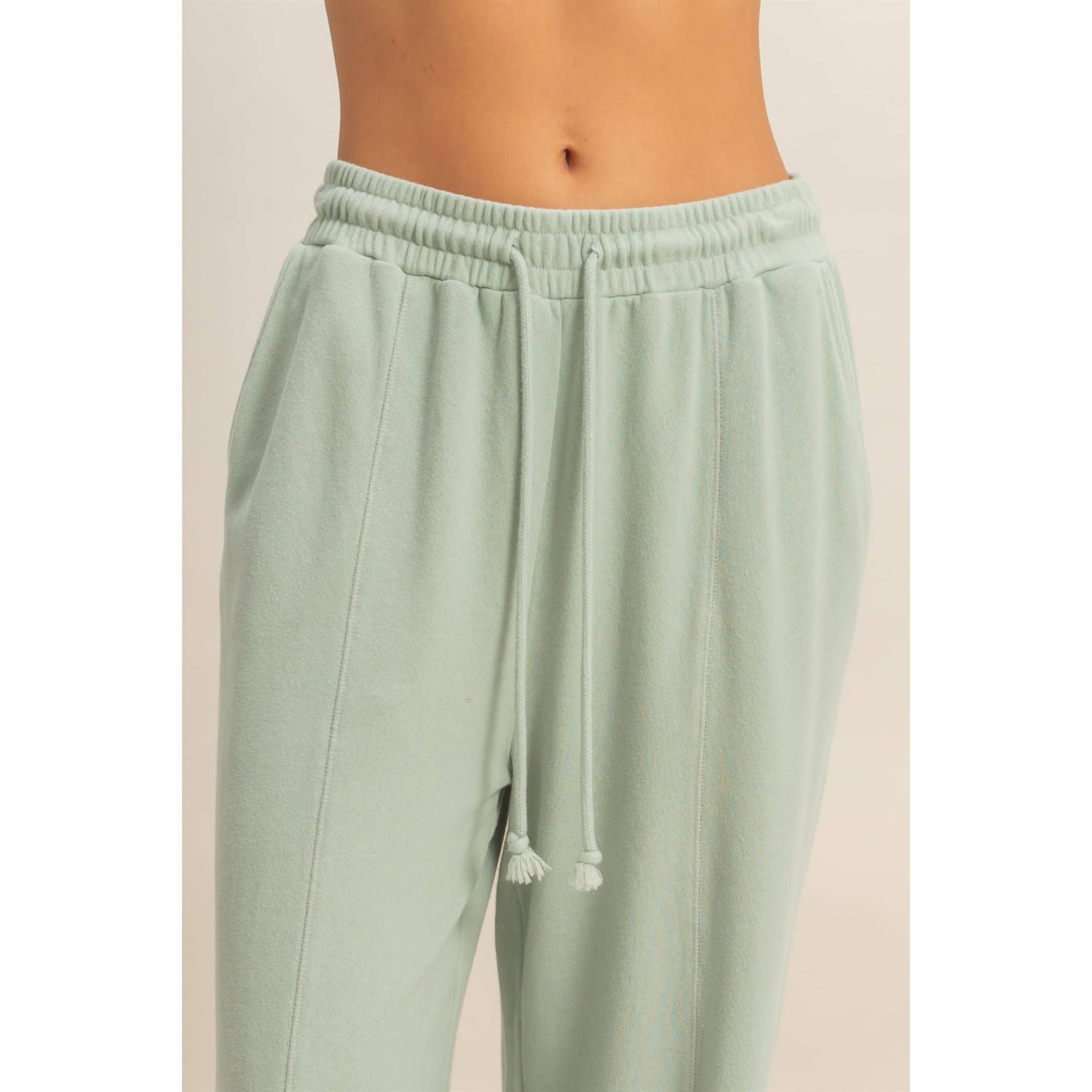 Acid Wash French Terry Wide-Leg Pants