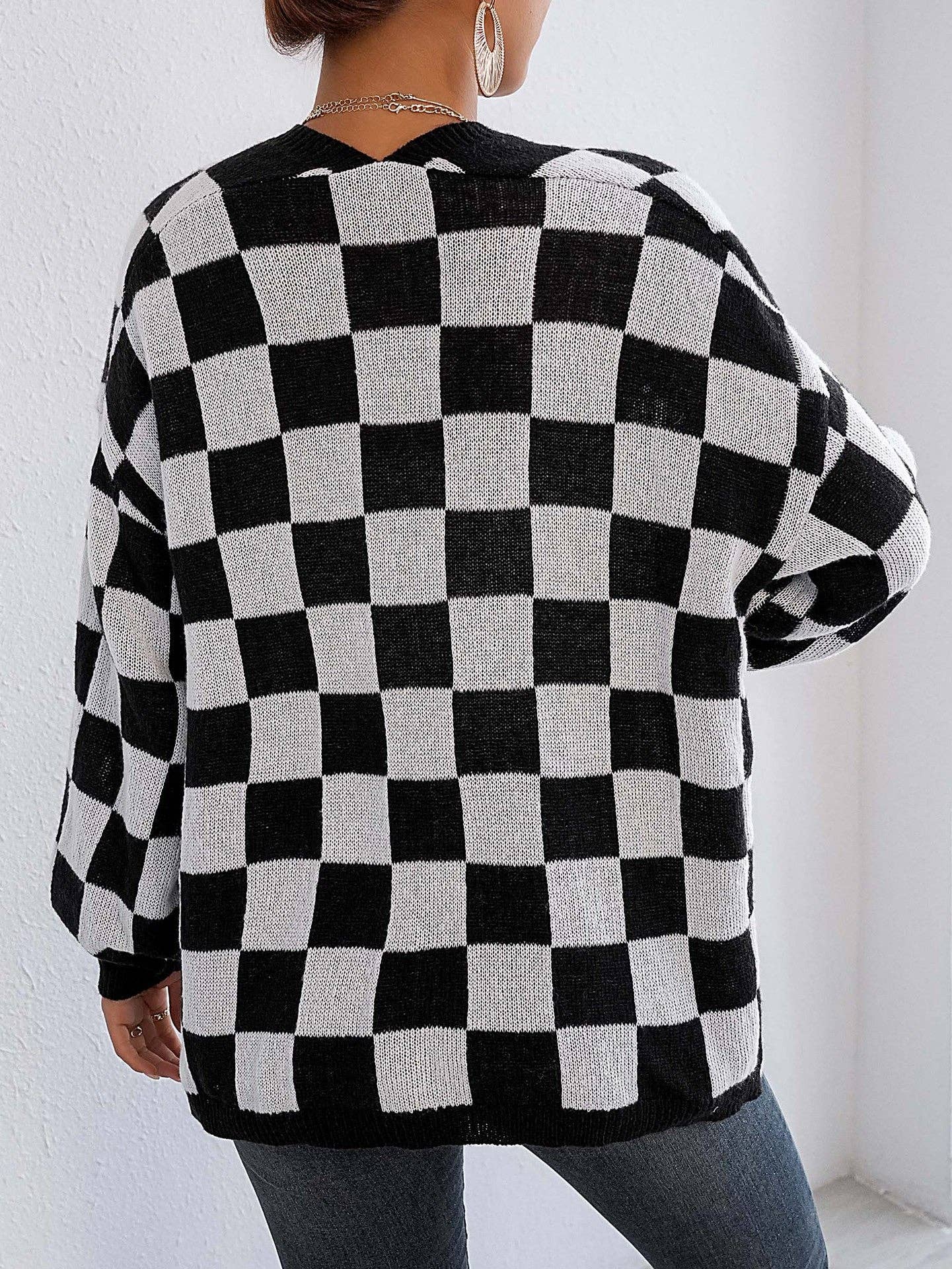 Plaid Colorblock Open Cardigan Sweater | Cozy Casual Layer