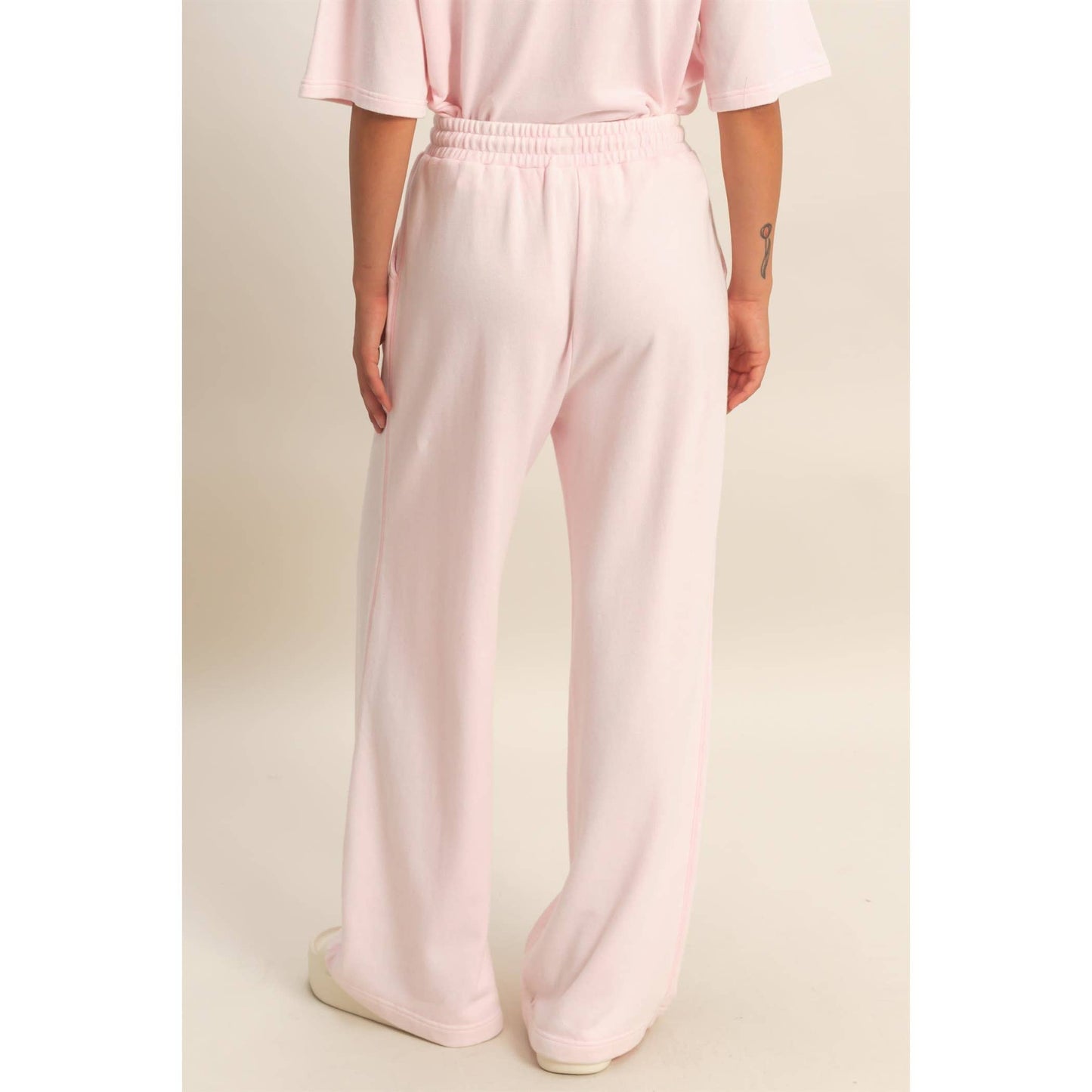 Acid Wash French Terry Wide-Leg Pants