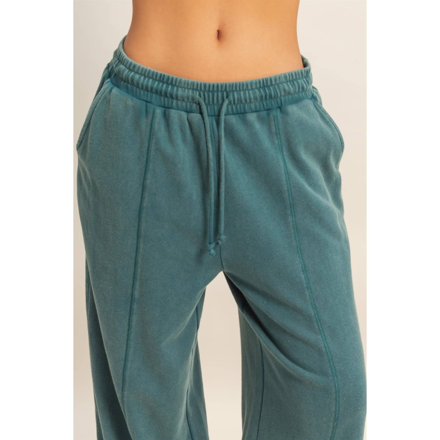 Acid Wash French Terry Wide-Leg Pants