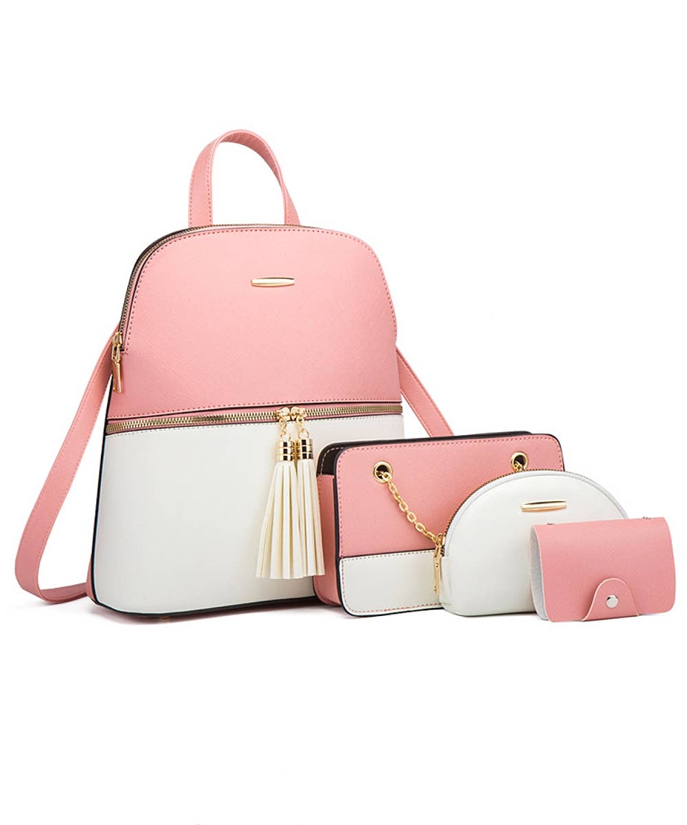 4-Piece Bag Set: Backpack, Crossbody Bag, Waist Bag &amp; Card Holder