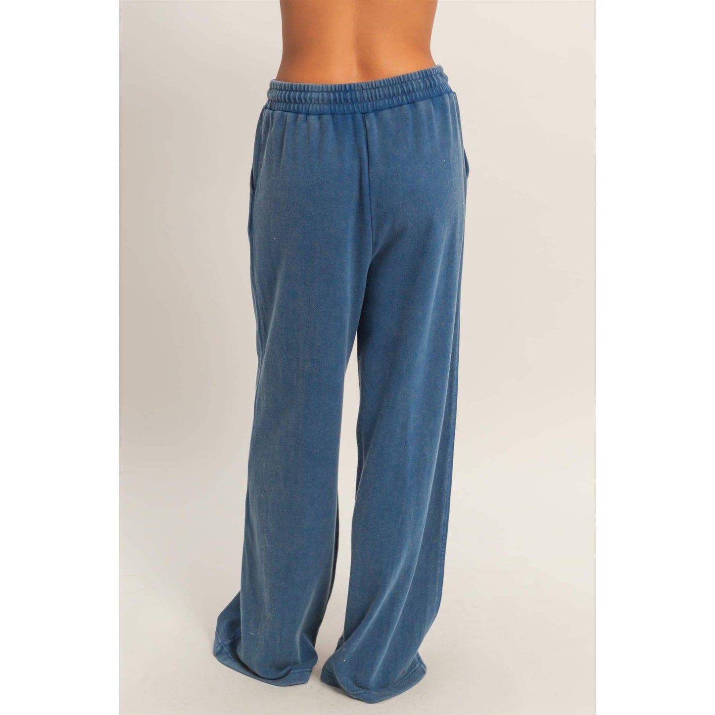 Acid Wash French Terry Wide-Leg Pants