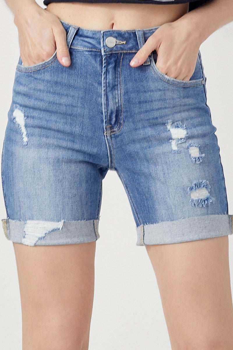 Risen Distressed Boyfriend Denim Shorts