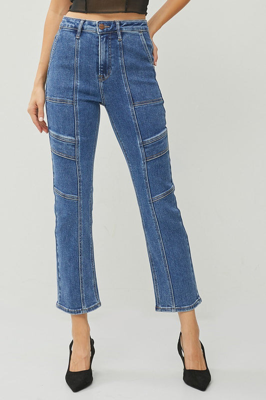 Risen High Rise Straight Leg Ankle Jeans