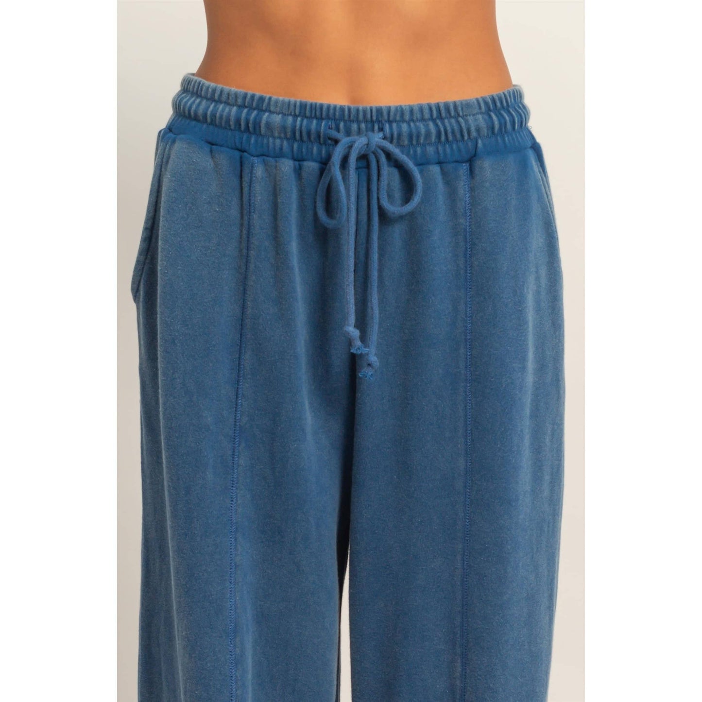 Acid Wash French Terry Wide-Leg Pants
