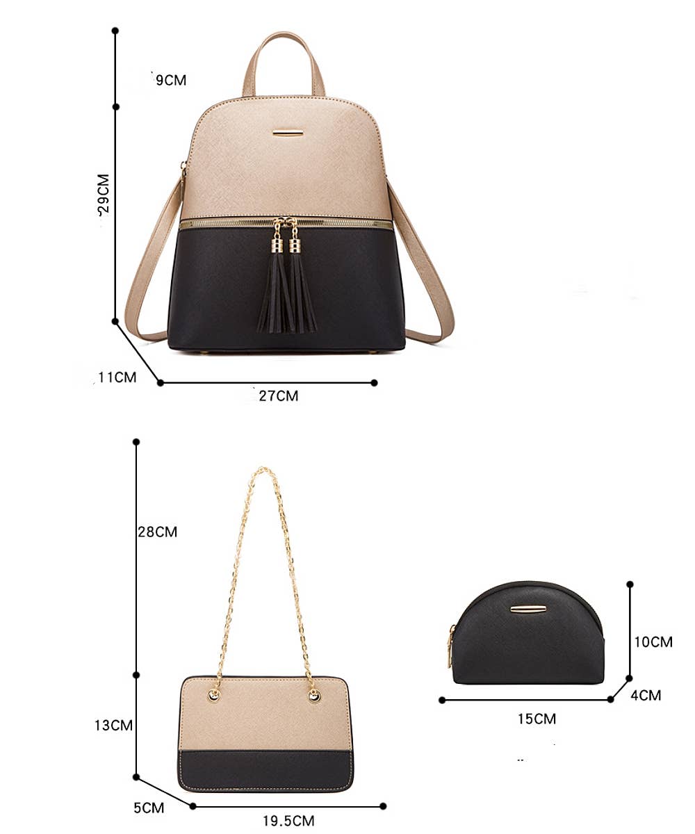 4-Piece Bag Set: Backpack, Crossbody Bag, Waist Bag &amp; Card Holder