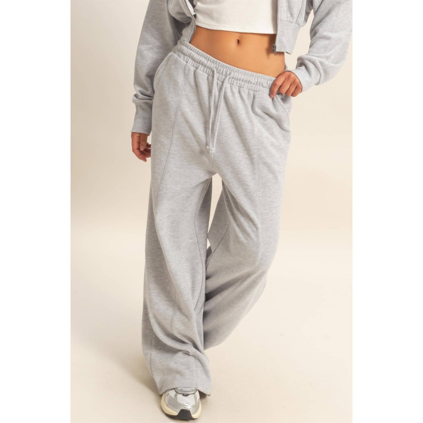 Acid Wash French Terry Wide-Leg Pants