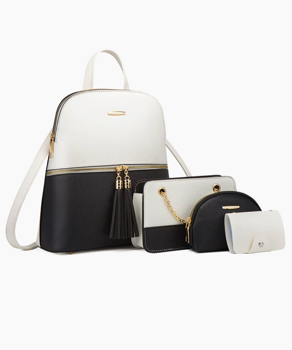 4-Piece Bag Set: Backpack, Crossbody Bag, Waist Bag &amp; Card Holder