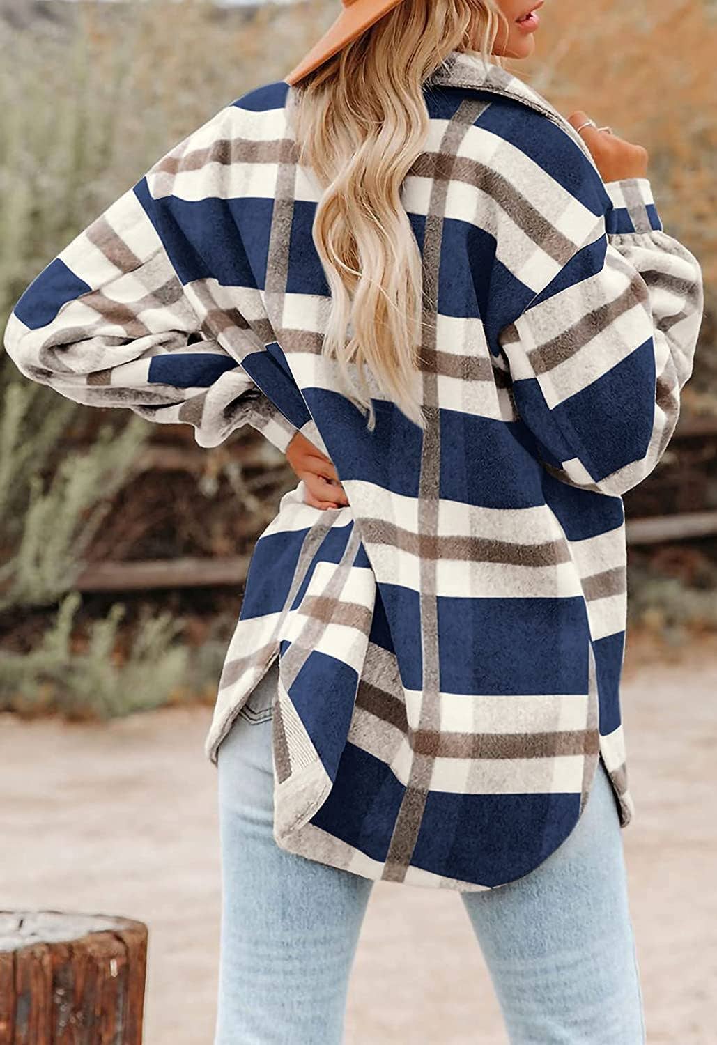 Women's Plaid Button Down Flannel Shirt Jacket
