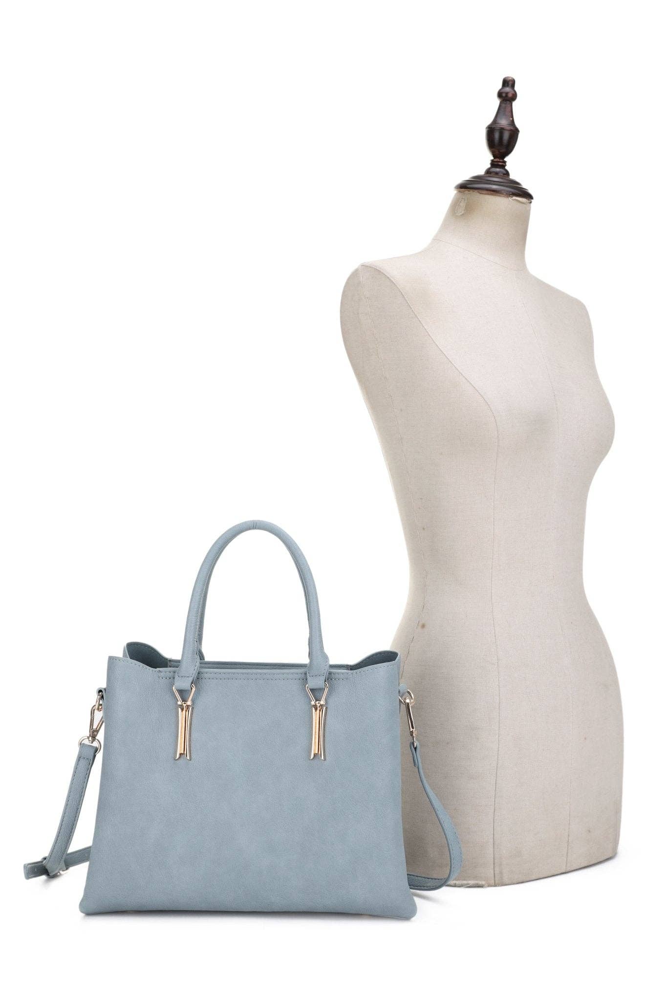 Katrine Metal Bar Accent Satchel/Crossbody Bag