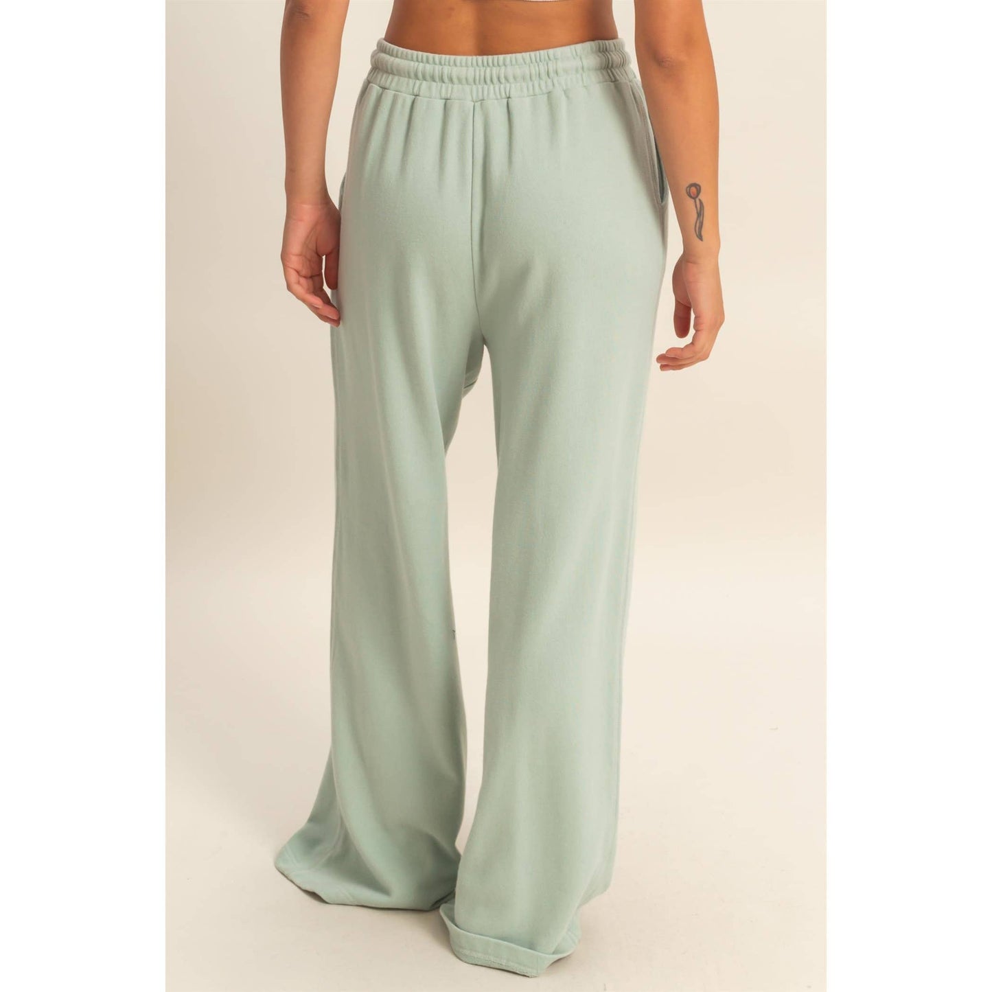 Acid Wash French Terry Wide-Leg Pants
